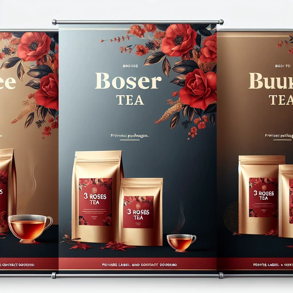 premium 3 Roses Tea varieties in vibrant packaging for bulk and wholesale, displayed on a neutral background