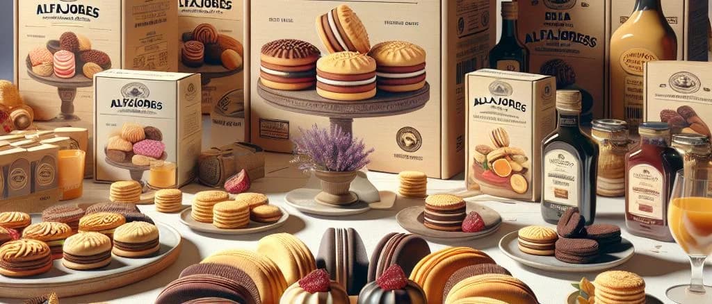 assortment of alfajores variations on a wooden background