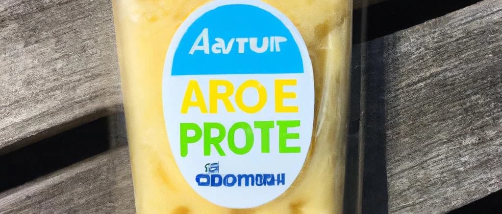 Ananas sorbet variations in clear containers on a tropical-themed background