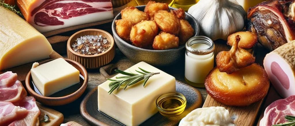 assorted animal fat products in various packaging