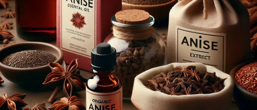 various anise spice products with detailed packaging