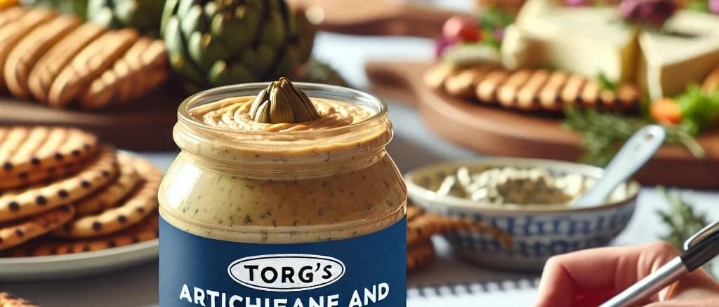 Various artichoke products in different packaging styles on a rustic wooden background