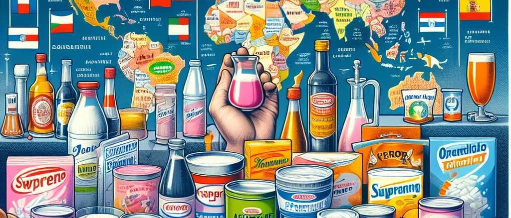 Aspartame sweetener packets on different backgrounds