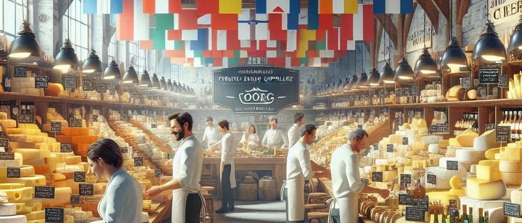 Austrian cheese assortment with various packaging styles