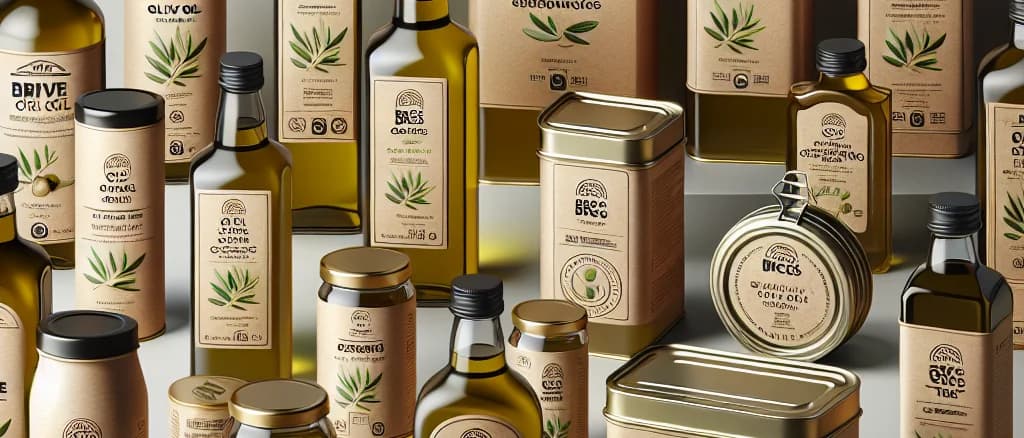 variety of BRCGS certified olive oil bottles with different packaging