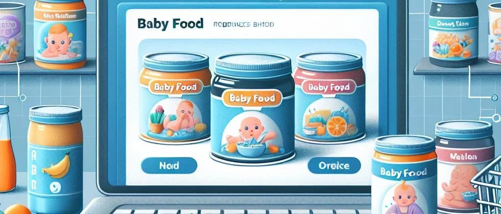 Variety of baby products, packaging options, different pastel backgrounds