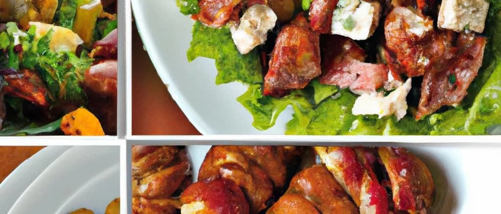 variety of bacon substitutes on a wooden background