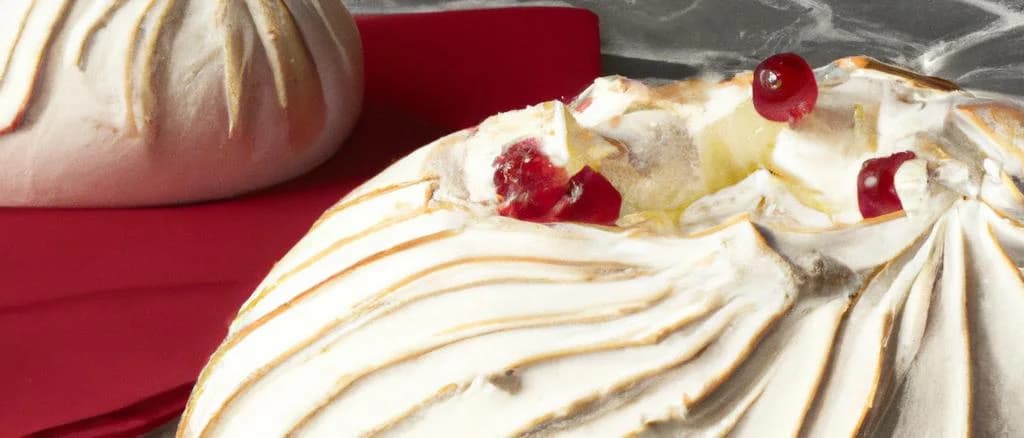 Baked Alaska dessert variations on a marble background