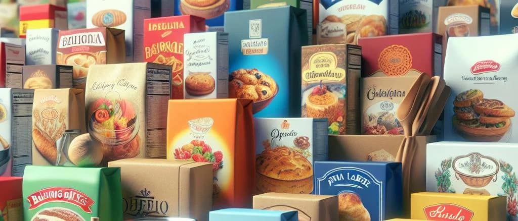 Delicious assortment of baking mixes with vibrant packaging
