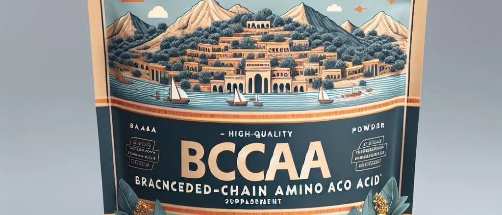 assorted BCAA supplements with colorful packaging on a wooden shelf