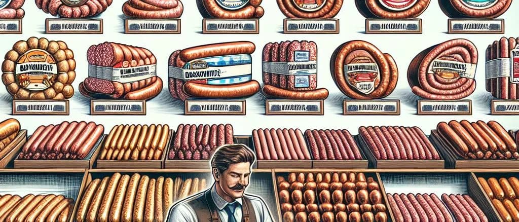 assorted bockwurst sausages with packaging variations