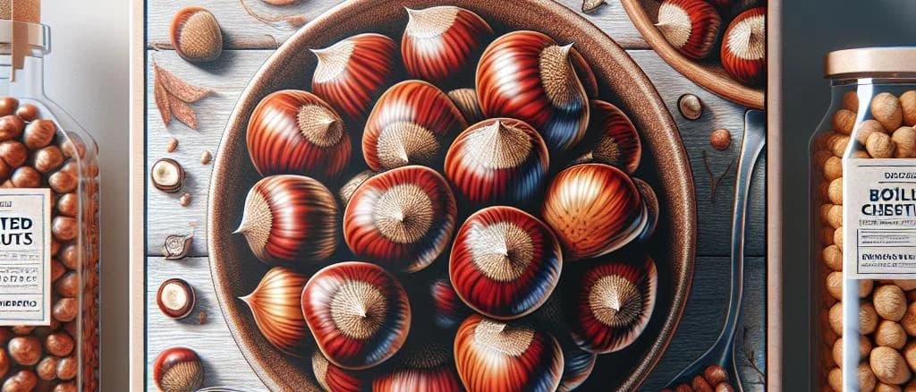boiled chestnuts packaging variations with natural background