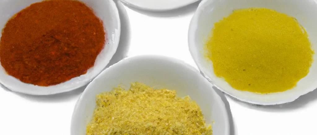 Various bouillon powder containers on a kitchen shelf
