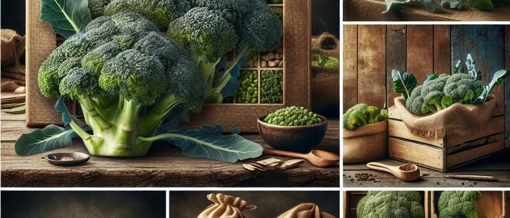 fresh broccoli florets on different backgrounds showcasing packaging variations