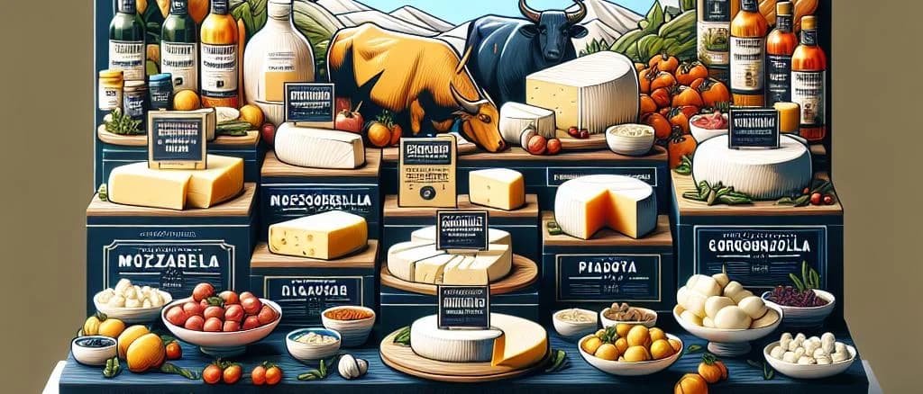 buffalo mozzarella cheese blocks with artisan packaging