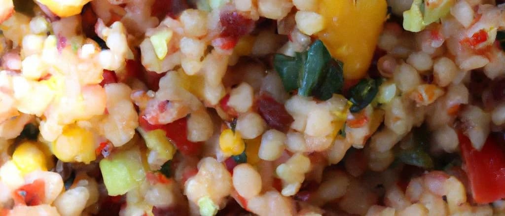 variety of bulgur salads with creative packaging on wooden table background