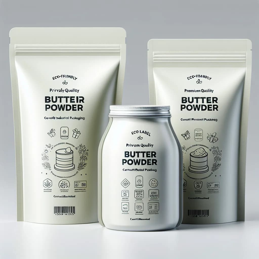 butter powder packaging in multiple variations for B2B buyers