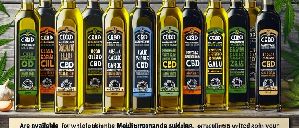 Variety of CBD products with different packaging options and backgrounds