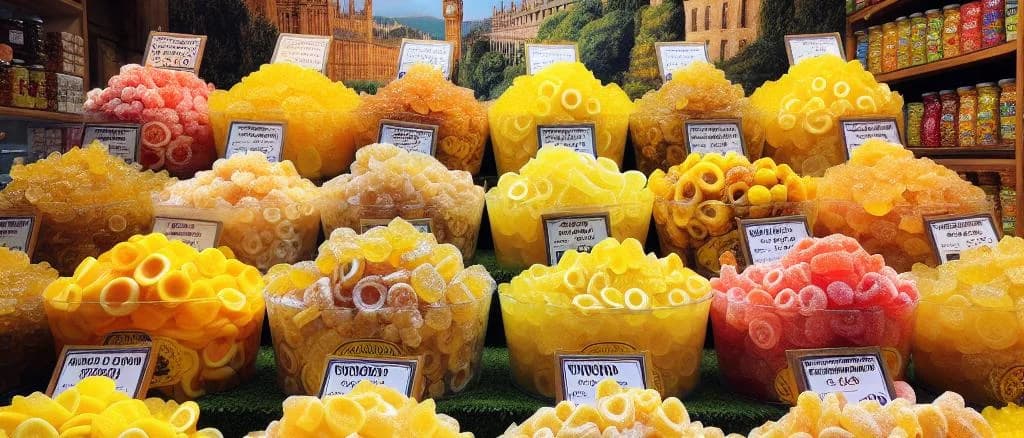 assorted candied lemon variations on a neutral background