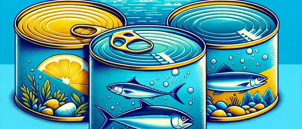 canned fish variations on a wooden background highlighting different packaging styles