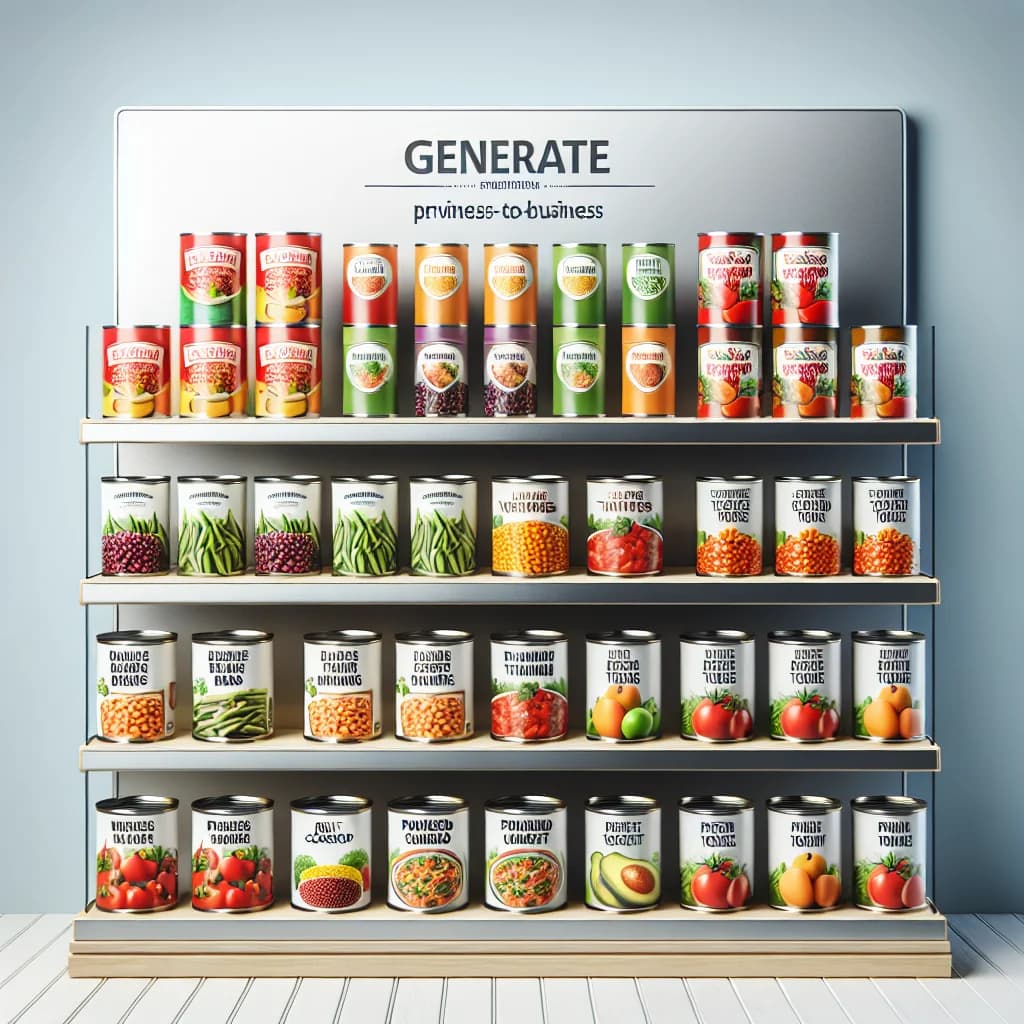 assorted canned food products with vibrant labels and packaging on a neutral background