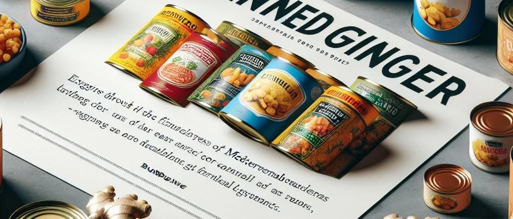 Assorted canned ginger variations with modern packaging in a kitchen setting