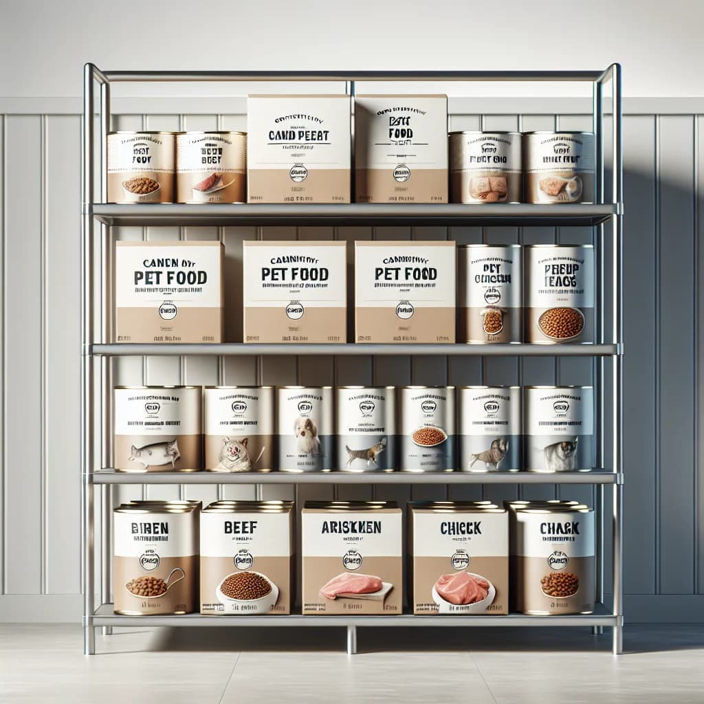 canned pet food in varied packaging for wholesale and private label options