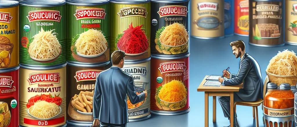 canned sauerkraut variations on a wooden table