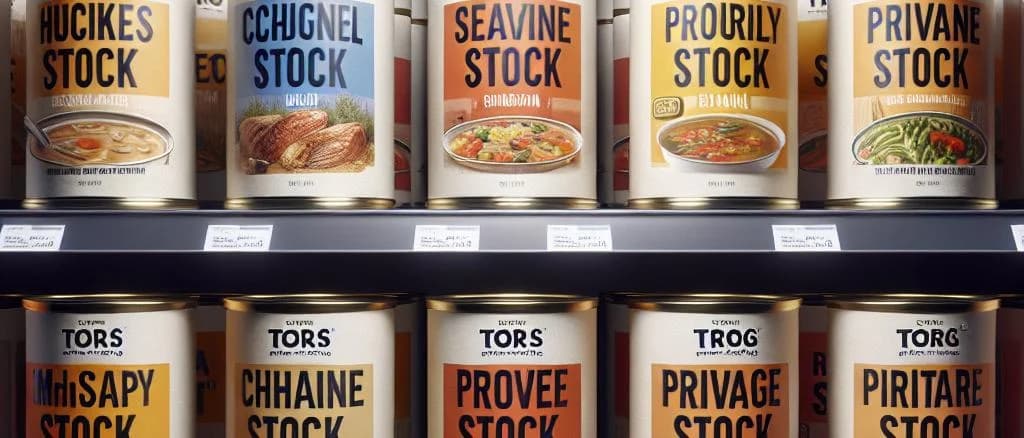 assorted canned stocks with varieties in packaging