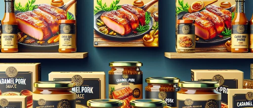 caramel pork cuts with packaging variations