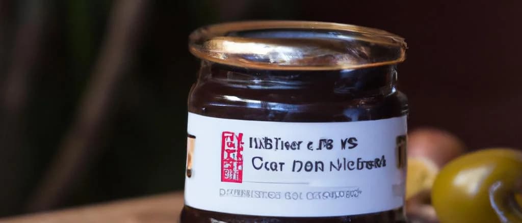 Carob spread jars with various label designs on a wooden kitchen counter