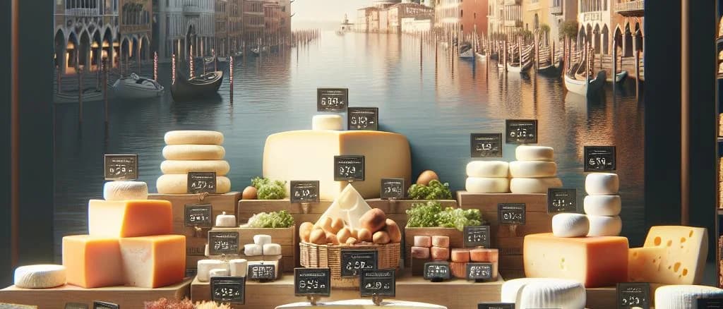 Variety of gourmet cheeses with elegant packaging