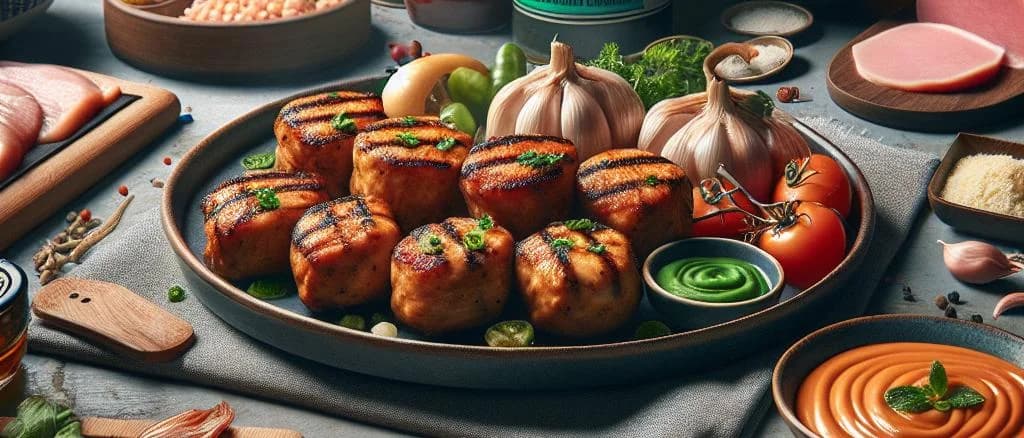 Assorted Chicken Tikka dishes with various spices and garnishes