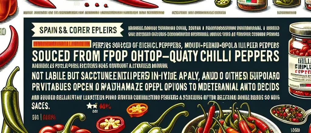 variety of chili peppers with different colors and packaging options on a rustic wooden background