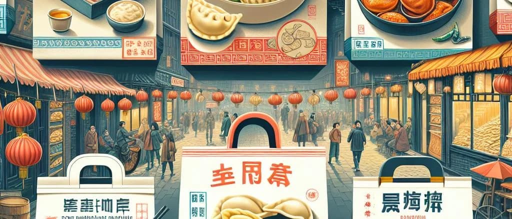 variety of Chinese ravioli dishes with different sauces and garnishes