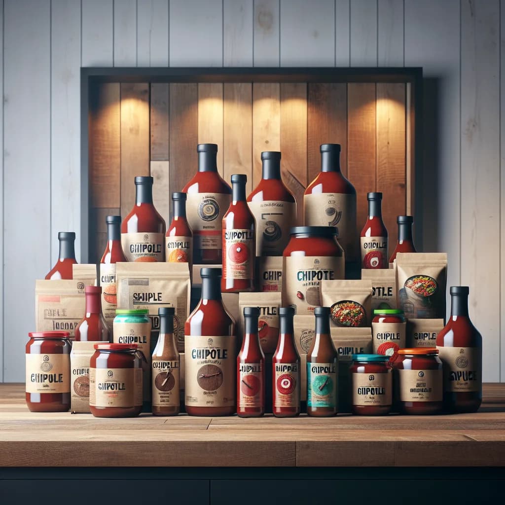 assorted chipotle sauce bottles in various packaging options for bulk and wholesale distribution