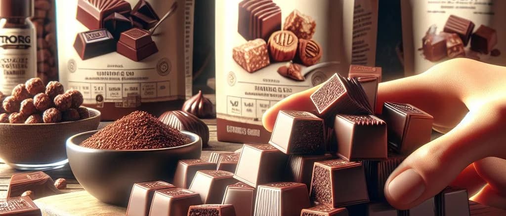 assorted chocolate nougat varieties on a textured background