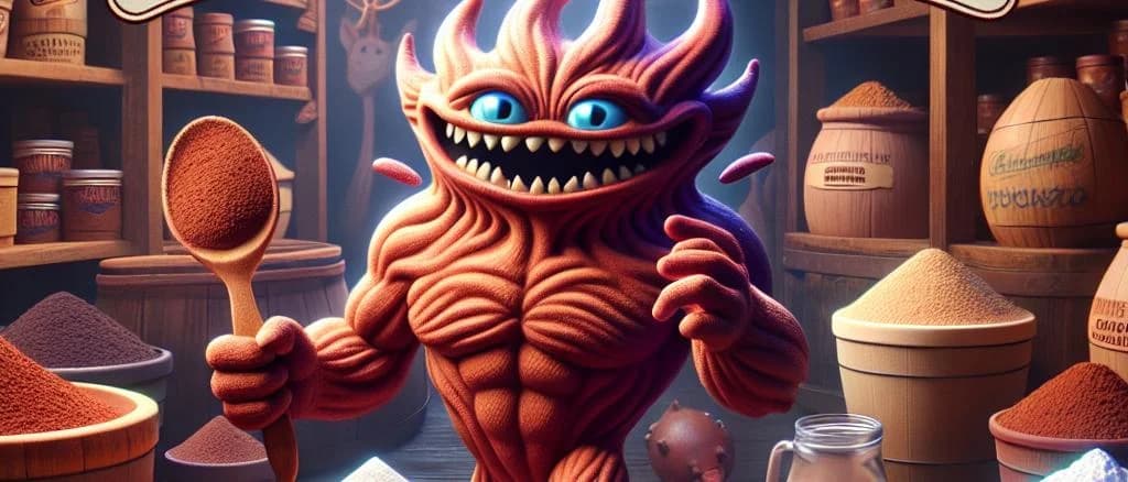 Premium chocolate powders in various packaging on a wooden table