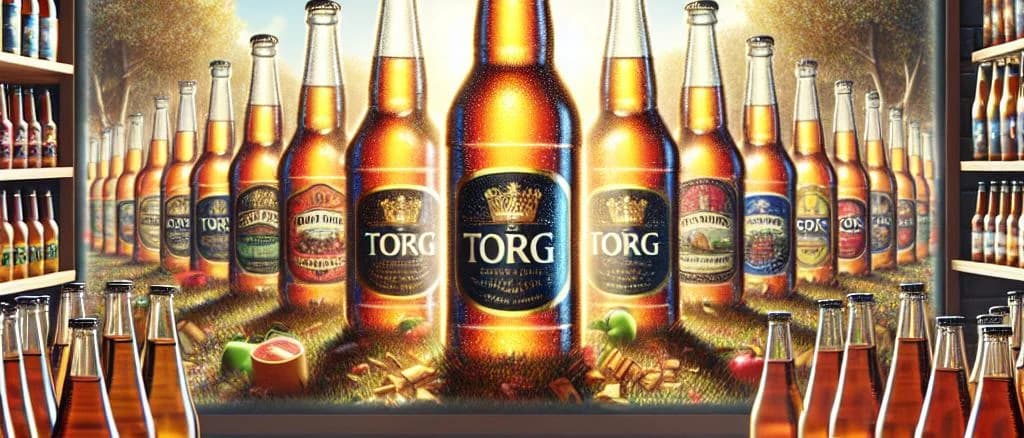 Various cider bottles with diverse packaging styles on a wooden table