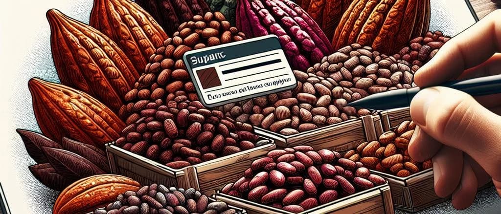 variety of packaged cocoa beans with colorful backgrounds