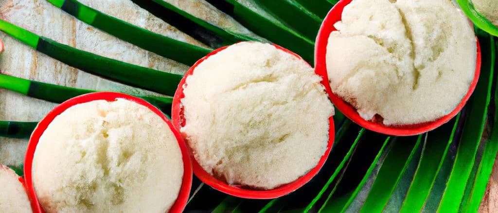 Coconut sorbet variations in tropical-themed packaging