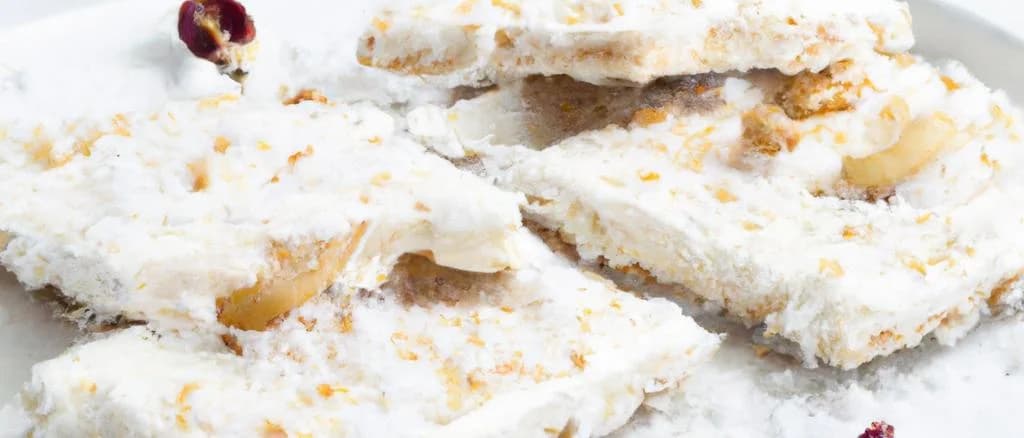 coconut turrón variations on wooden background