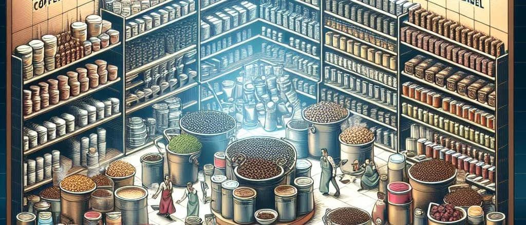 variety of coffee drinks in different packaging options against a modern background