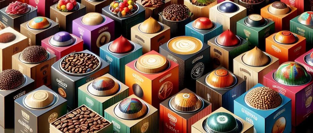 Variety of Coffee Pods in Different Packaging