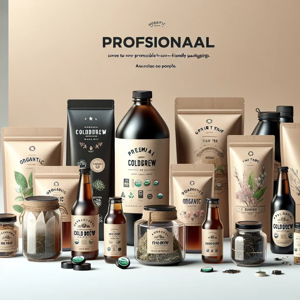 assorted coldbrew tea product variations featuring premium packaging in bulk and private label options with a clean, professional background