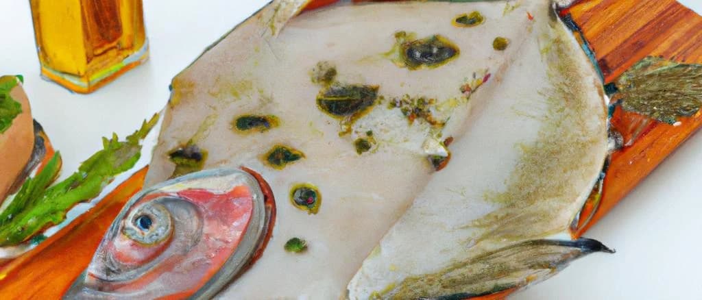 Various common sole fish species on ice in a seafood market setting