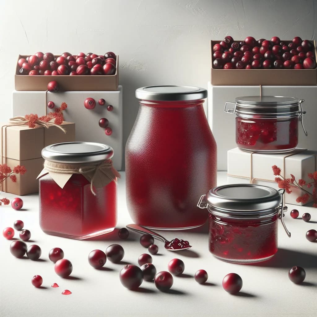 colorful cranberry sauce jars with variations in texture and flavor