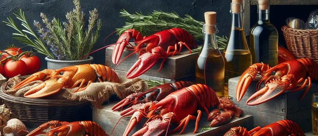 Fresh crayfish displayed in various styles and packaging options