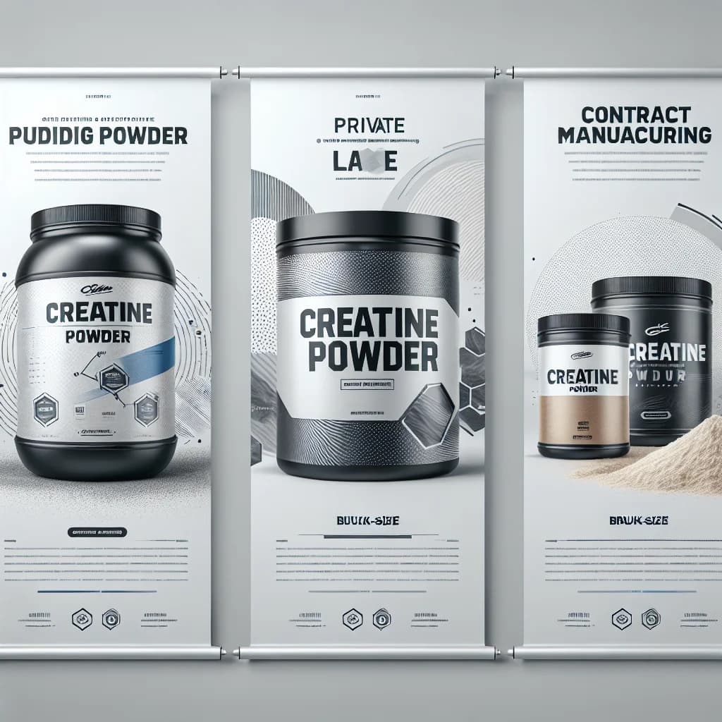 variety of creatine powder packages on a clean, professional background