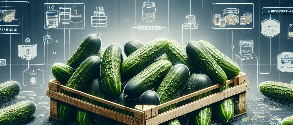 fresh cucumbers on a wooden table in various packaging